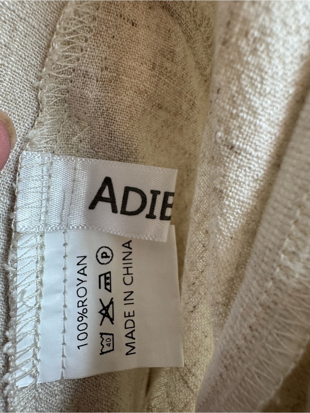 Adibosy Linen-Blend Button Front Romper with Tie-Waist in Natural/Oatmeal - Picture 5 of 6